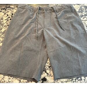 Hang Ten Mens Grey Hybrid Board Shorts Size 36 Stretch Drawstring Zipper Pockets
